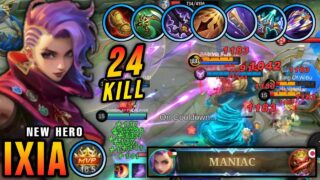 24 Kills + 2x MANIAC!! New Hero Ixia Attack Speed Build Insane LifeSteal – New Hero Tryout ~ MLBB